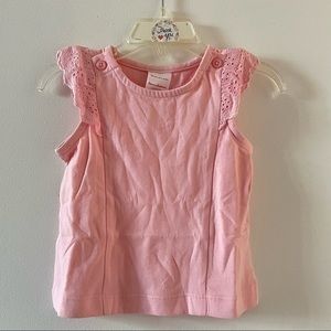 Hanna Andersson pink eyelet flutter sleeve Shirt size 3-6 M